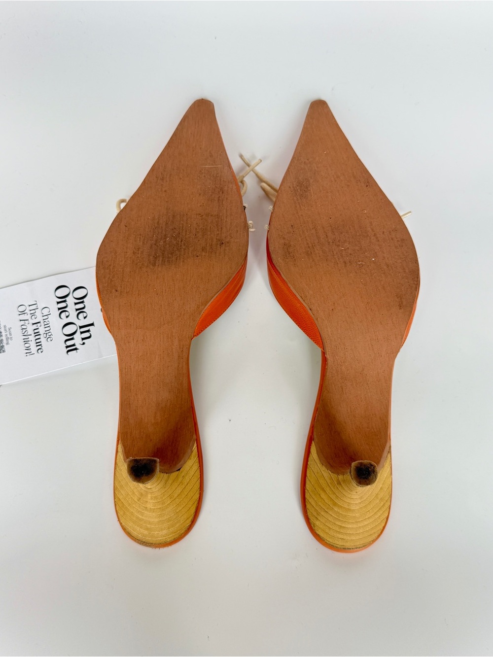 Vintage Manolo Blahnik Orange Pointed Lace-Up Mule with Laces size US 7 - Picture 5 of 6